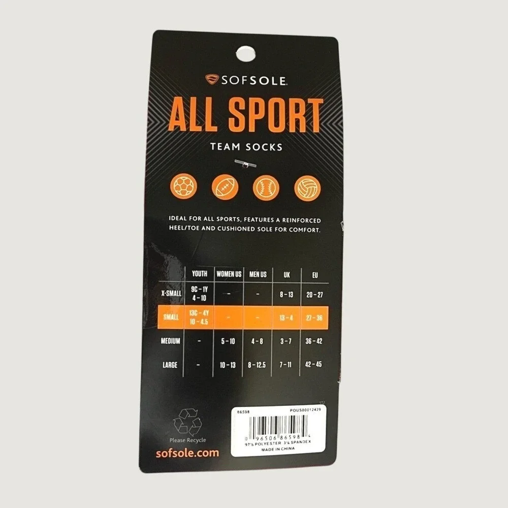 Sof Sole All Sport Team Performance Socks Youth Small Pink 2 Pairs Athletic NWT